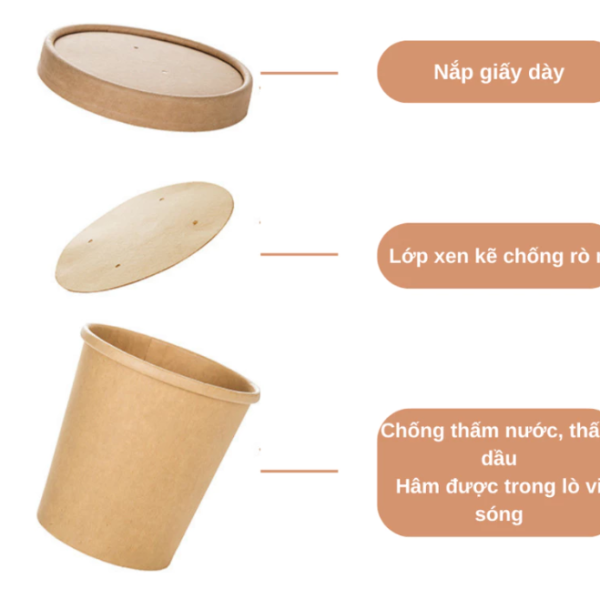 Tô giấy kraft 780ml – nắp giấy